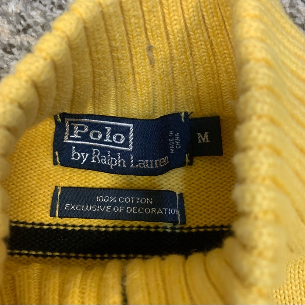 Polo Ralph Lauren VTG Quarter Zip Pullover Striped Cotton Sweater - Picture 5 of 13